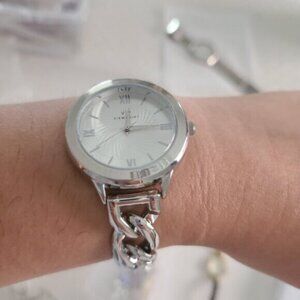 GORGEOUS Viewpoint by Timex Ladies Silver Stainless Twist Chain Bracelet Watch